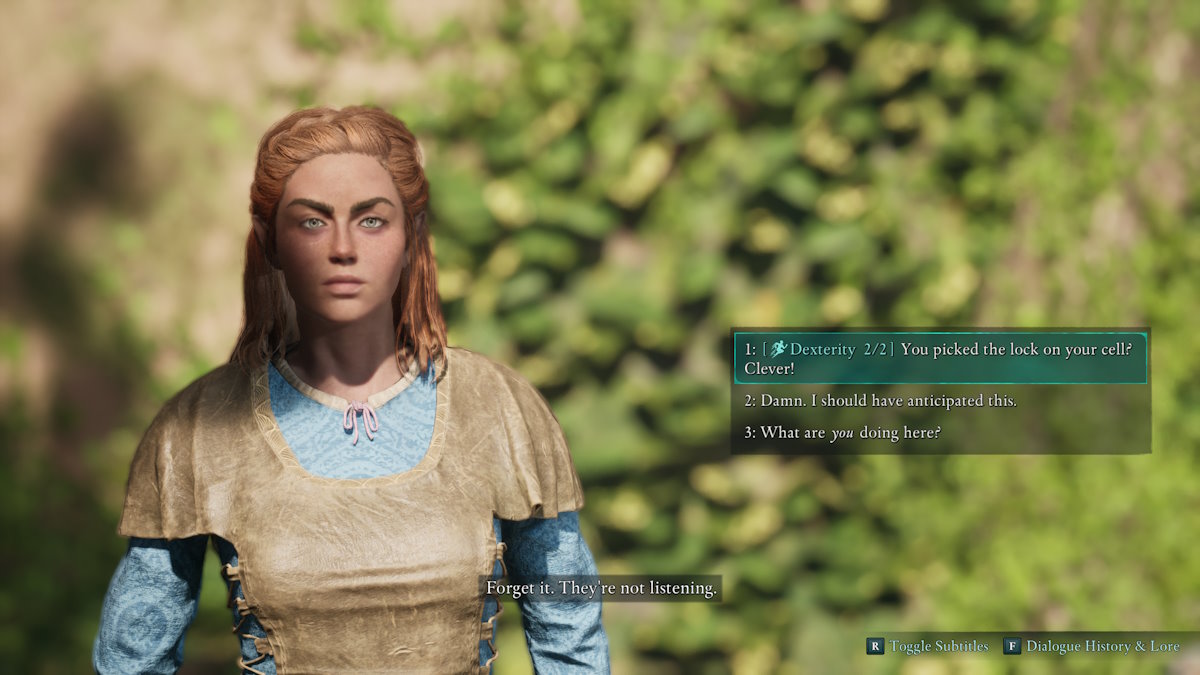 La prisionera adjunta Ilora la ignora