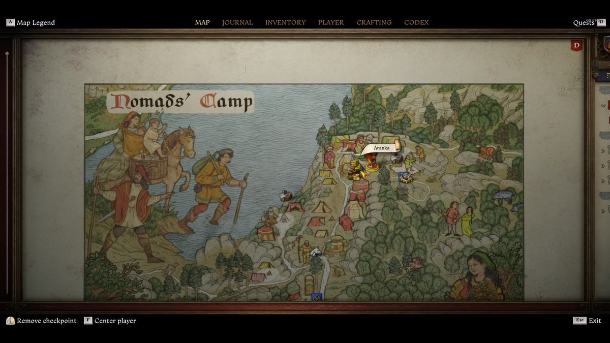 Ubicación de Aranka en Nomad Camp in Kingdom Come Deliverance 2