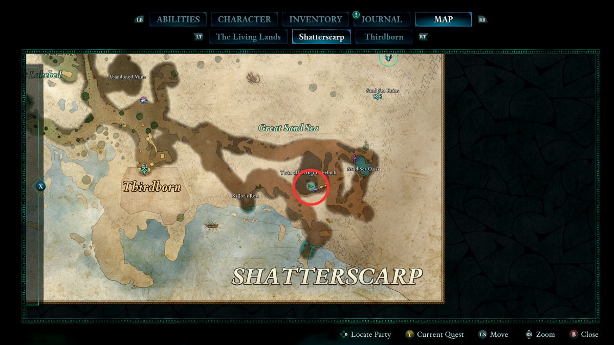 Shatterscarp mapa de memoria antigua