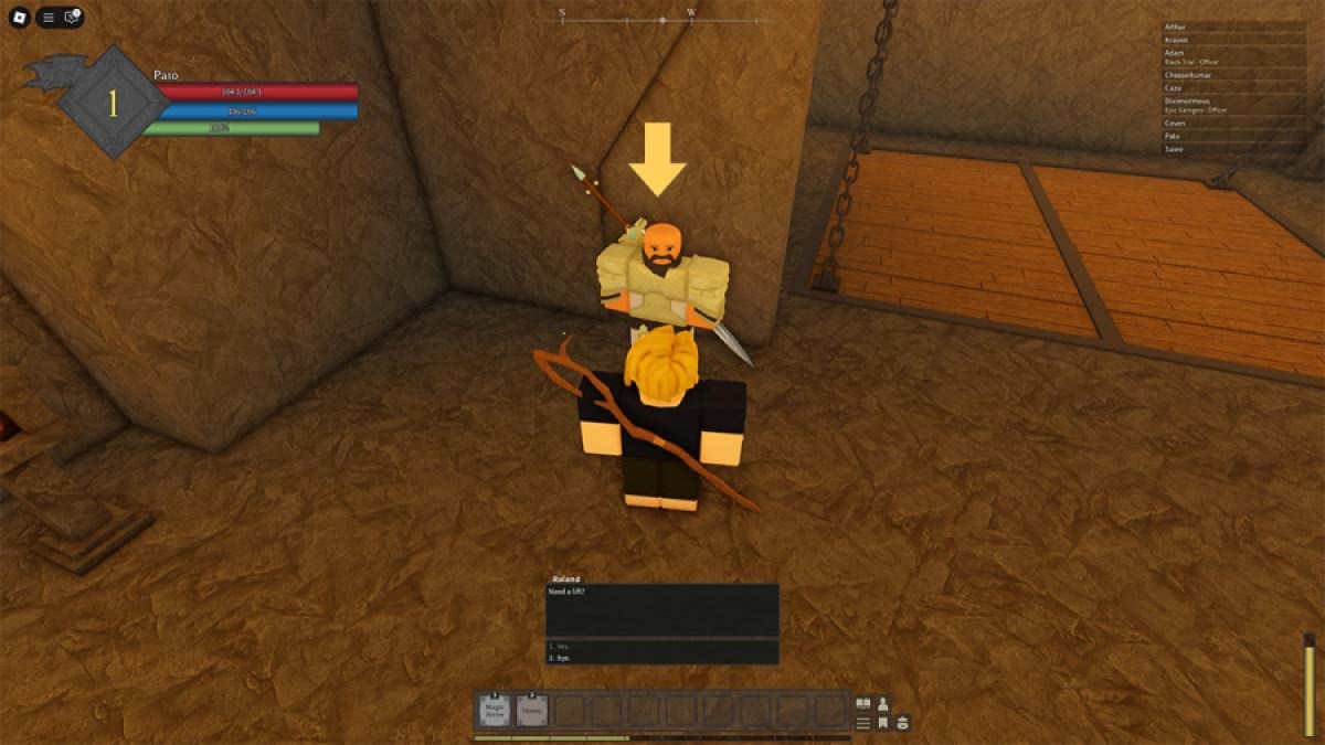 ナイトと話すルーンスレイヤープレイヤー