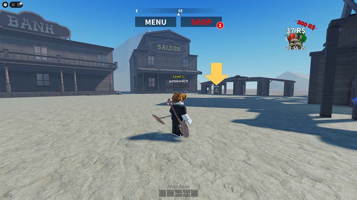 Spieler erkundet Wüstendetektoren