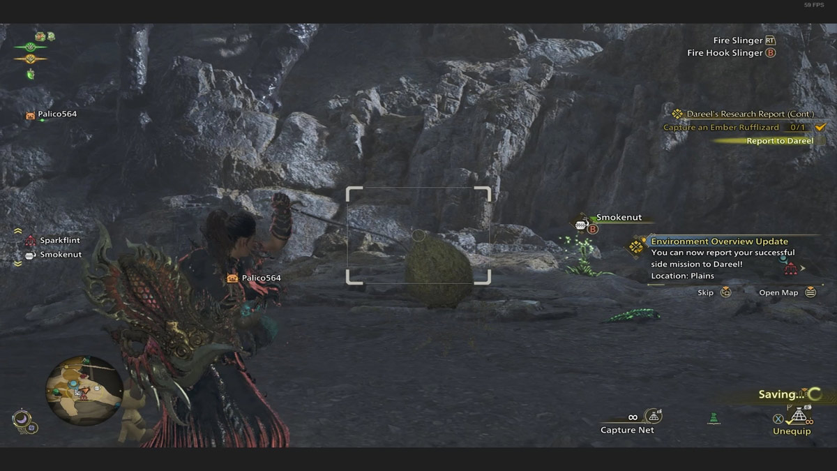 Capturando a Ember Rufflizard en Monster Hunter Wilds