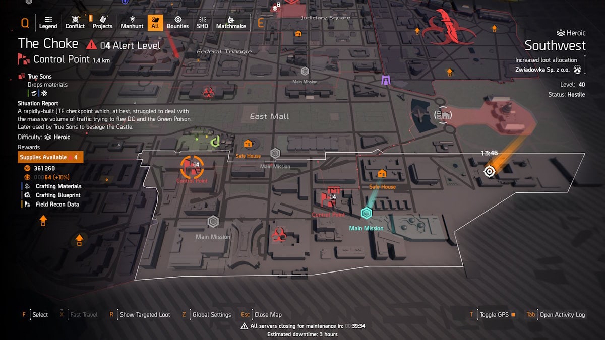 División 2 El punto de control del estrangulador