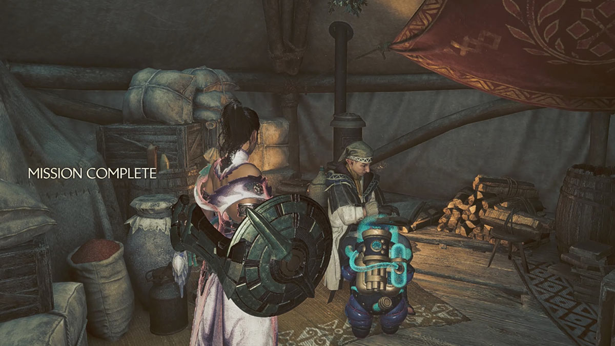 Informar a Samine después de encontrar el escarabajo de Rime en Monster Hunter Wilds