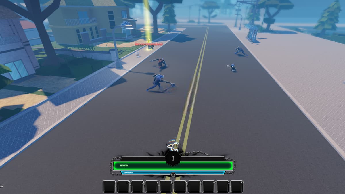 İki yaratılmış oyuk'un iki siyah cüppeli shinigamiyle savaştığı bir yol