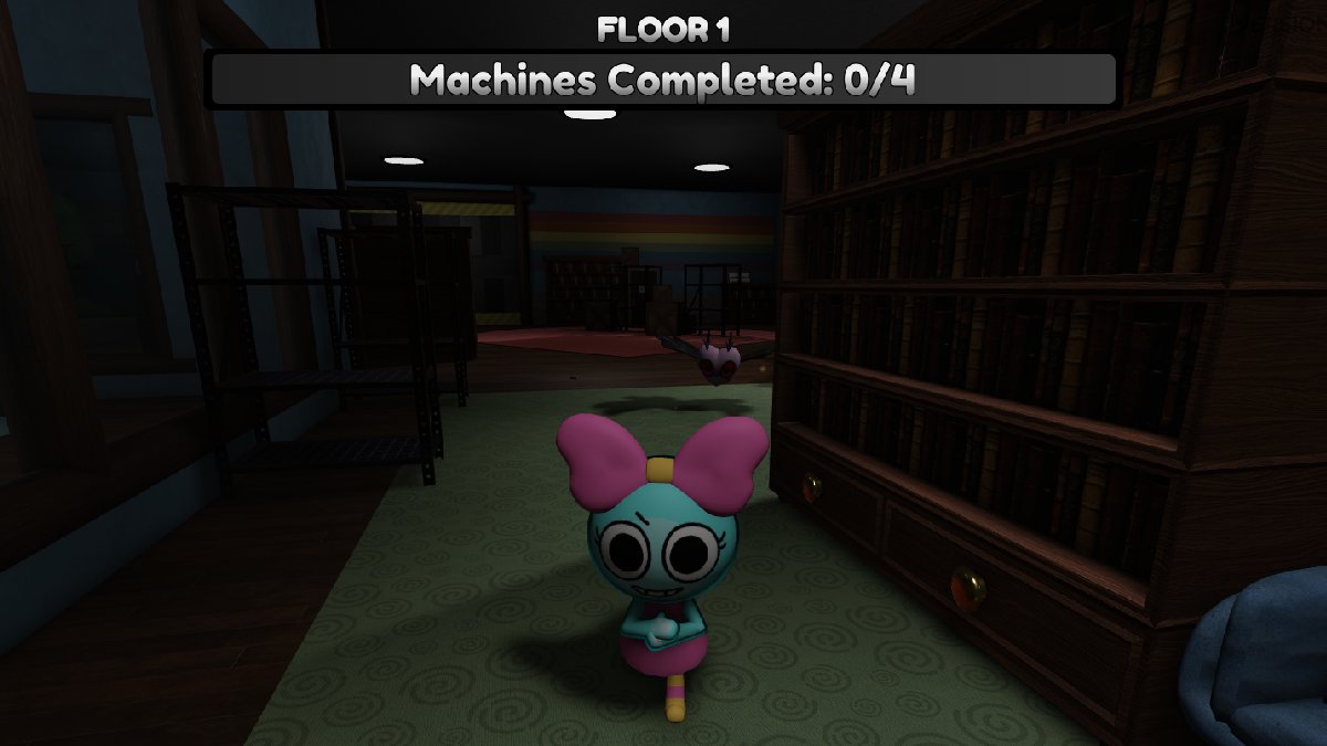 Poppy distrage atenția flutterului contaminat din lumea lui Dandy în Roblox.