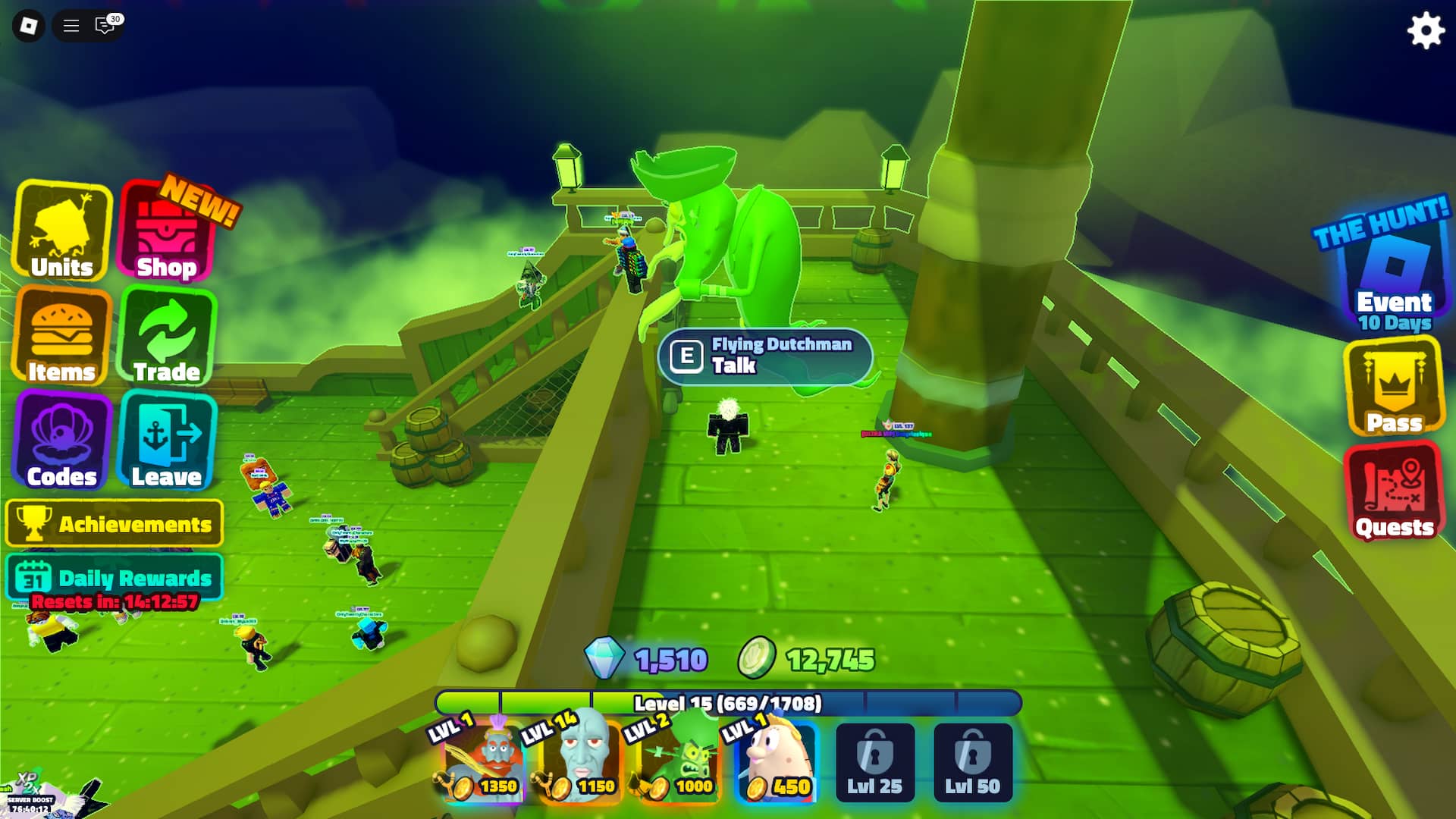 स्पंजबॉब टॉवर डिफेंस रोबोक्स एक्सपीरियंस में हंट मेगा इवेंट के दौरान शॉपिंग प्लाजा में फ्लाइंग डचमैन