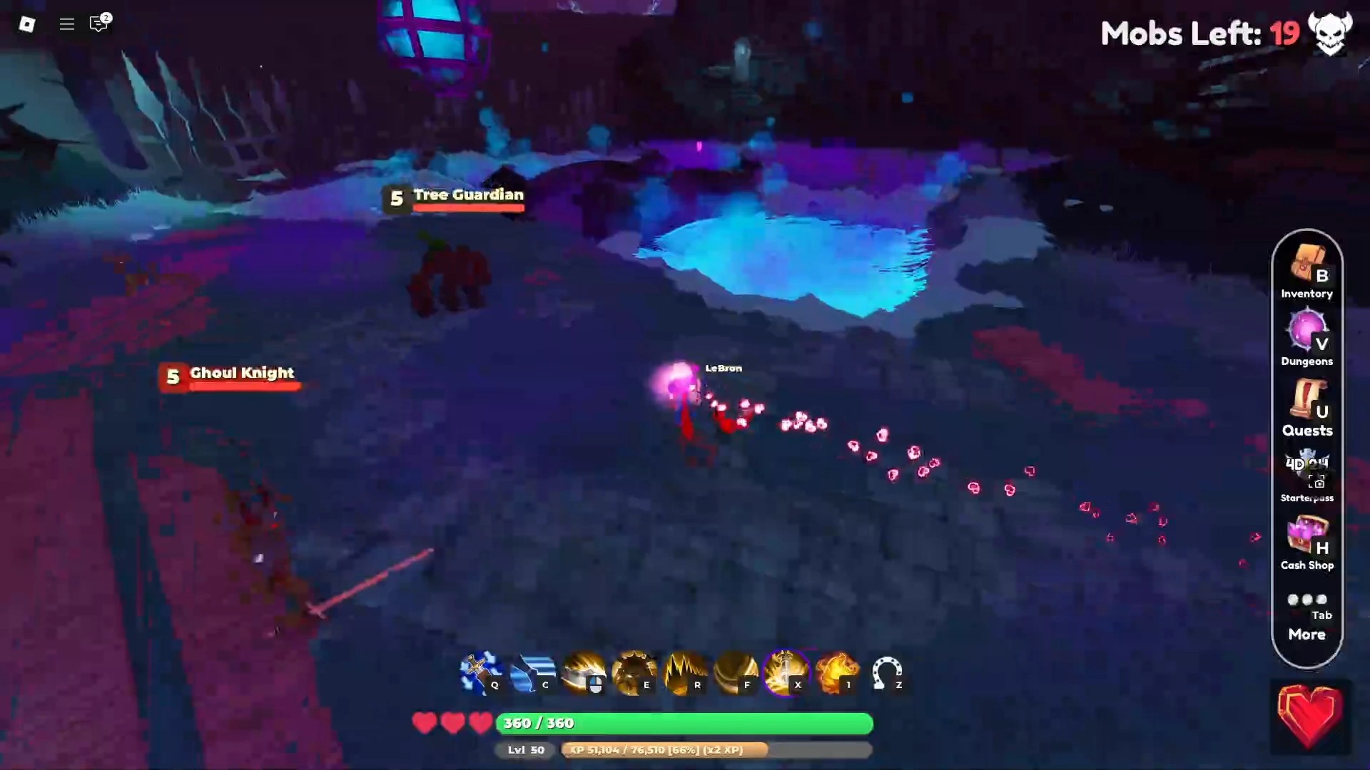 En spiller, der går gennem det andet fangehulsområde i den sidste ledelsesbegivenhed i verden // nul