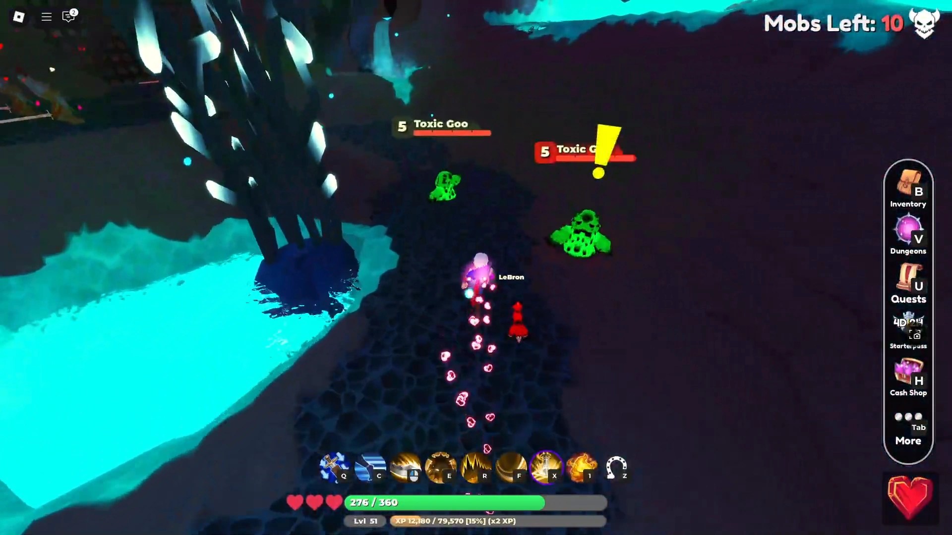 En spiller, der går gennem det tredje fangehulsområde i den sidste ledelsesbegivenhed i verden // nul