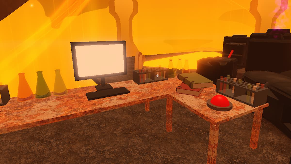 En rød knap på en støvet tur