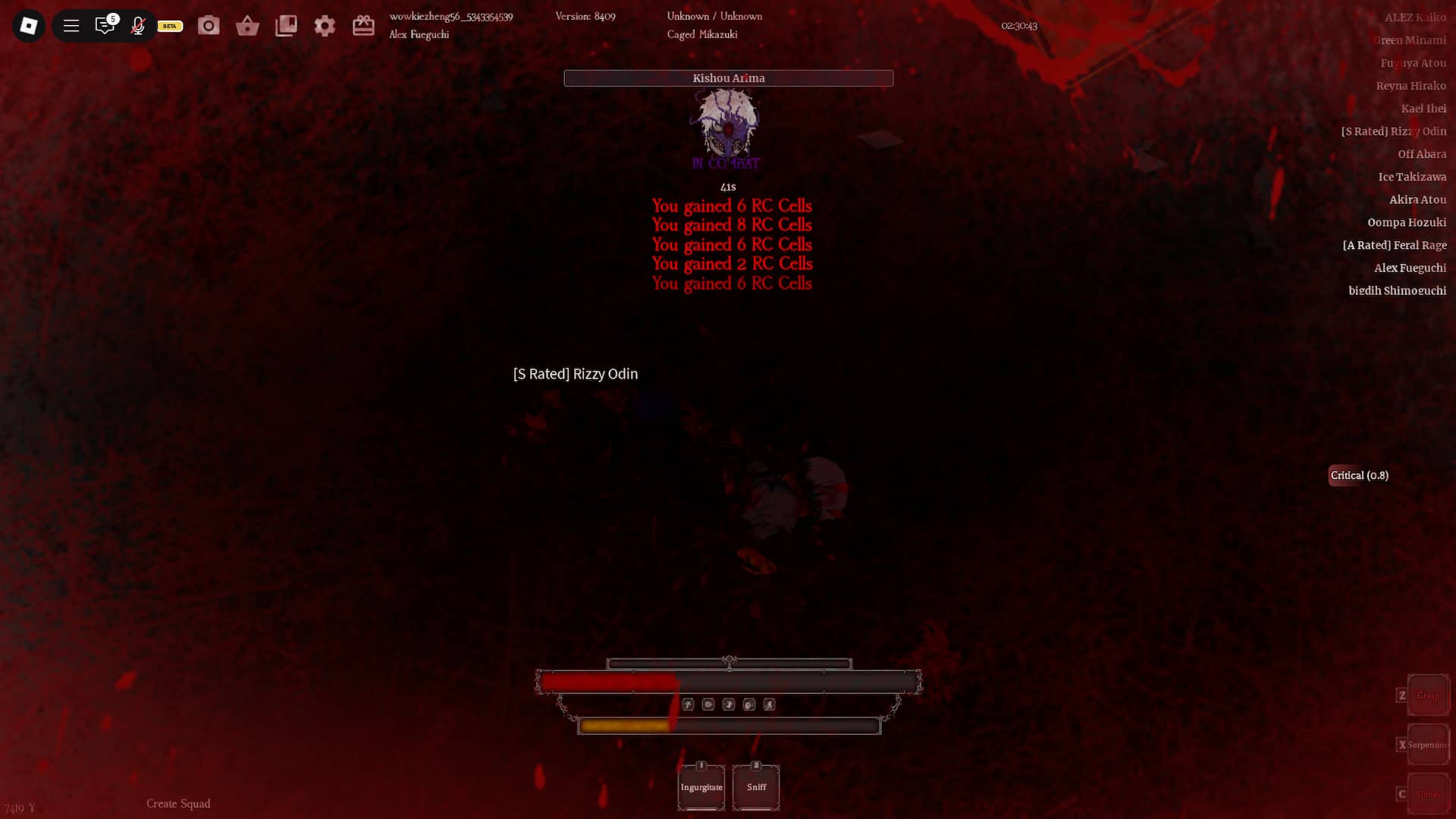 घोल रे रोबोक्स अनुभव में खिलाड़ी एक एनपीसी चरित्र को खा रहा है और आरसी प्राप्त कर रहा है