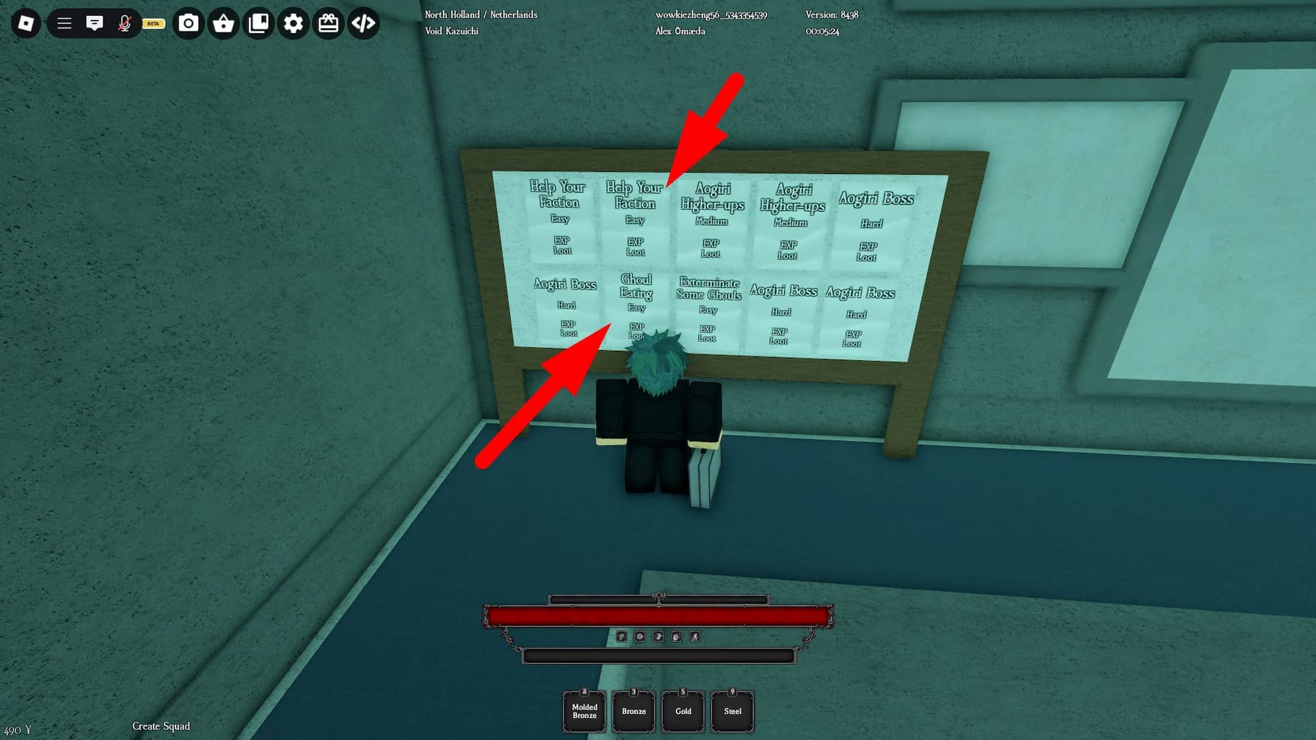 Missionstafel im CCG-Gebäude in Ghoul Re