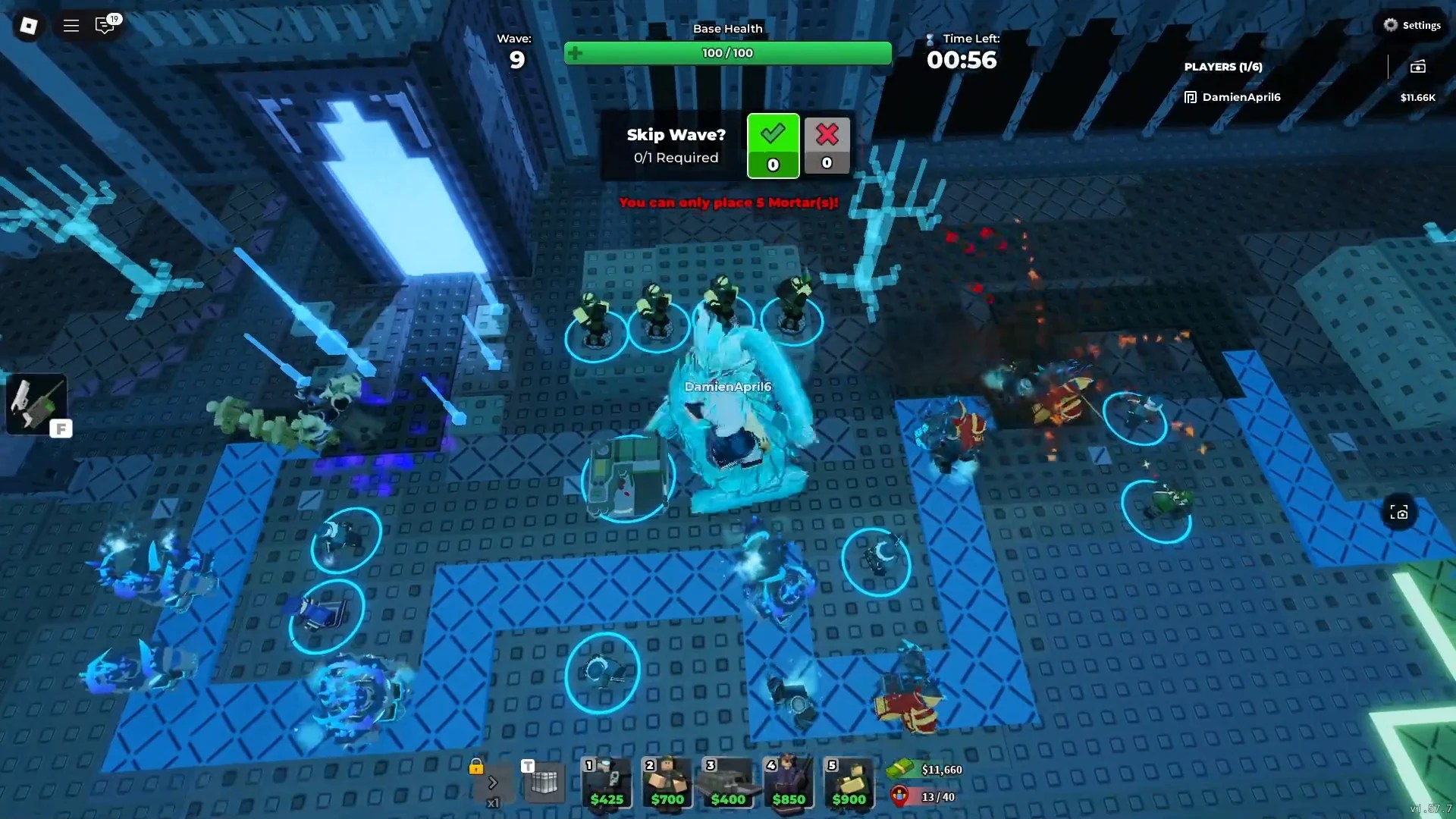 Previzualizarea locațiilor optime ale turnului atunci când utilizați Tactical Charge în The Hunt: Mega Edition Event Quest în Tower Defense Simulator