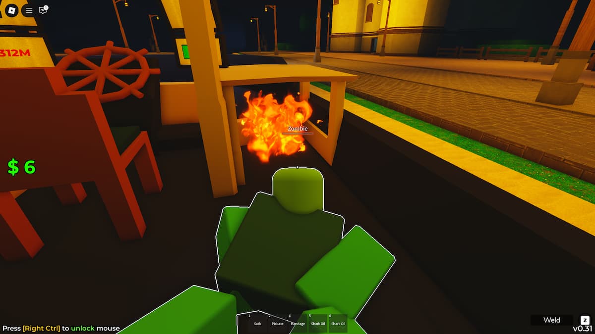 एक हरे ज़ोंबी की लाश को ट्रेन के फ़ायरबॉक्स में फेंका जाने वाला है