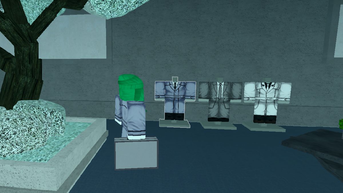 Humano fica na frente de três ternos no QG do CCG em Ghost://RE no Roblox.