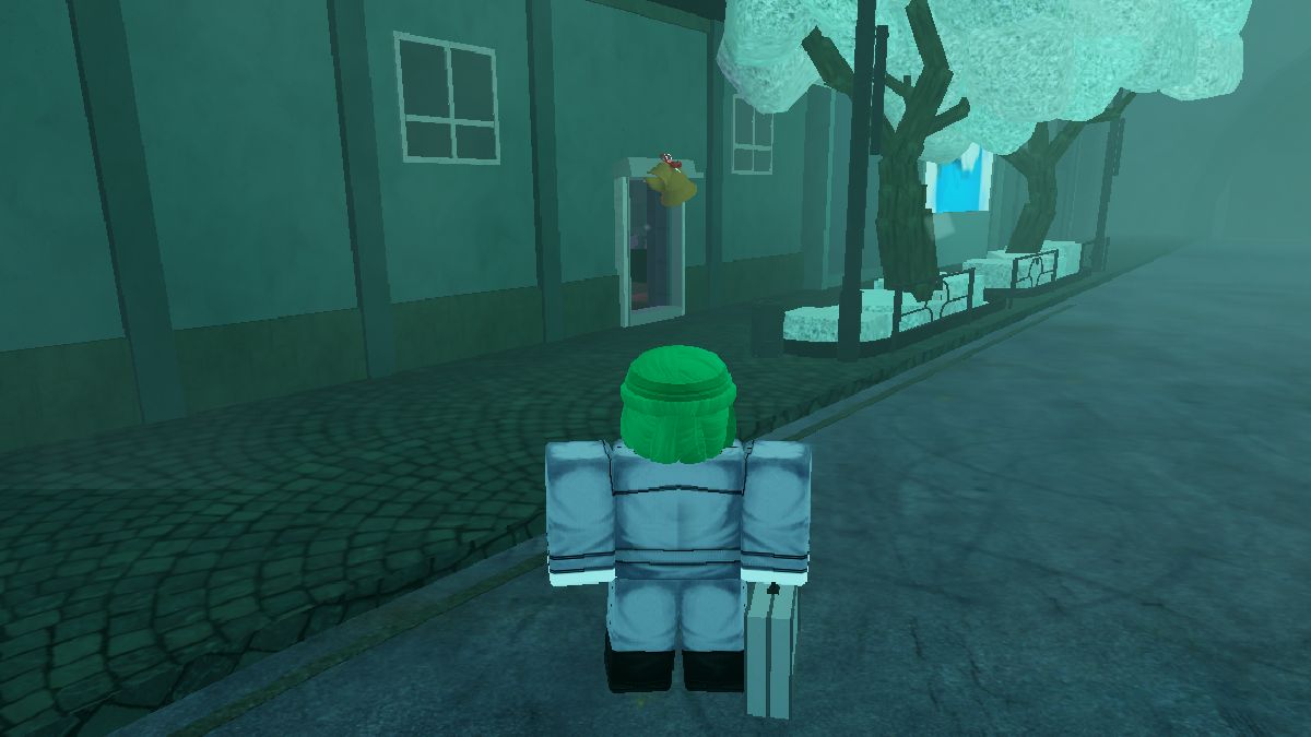 Hmuan fica na frente de Helter Skelter em GHOST://RE no Roblox.