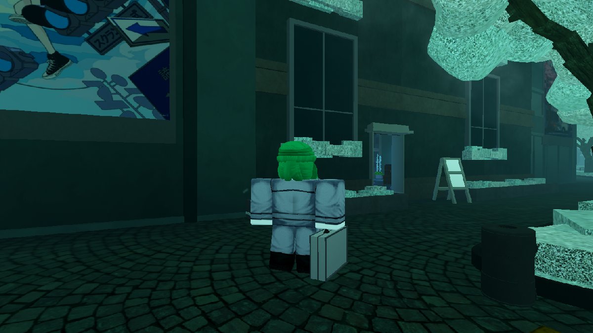 jogador ao lado do estúdio de arte na experiência ghoul re roblox