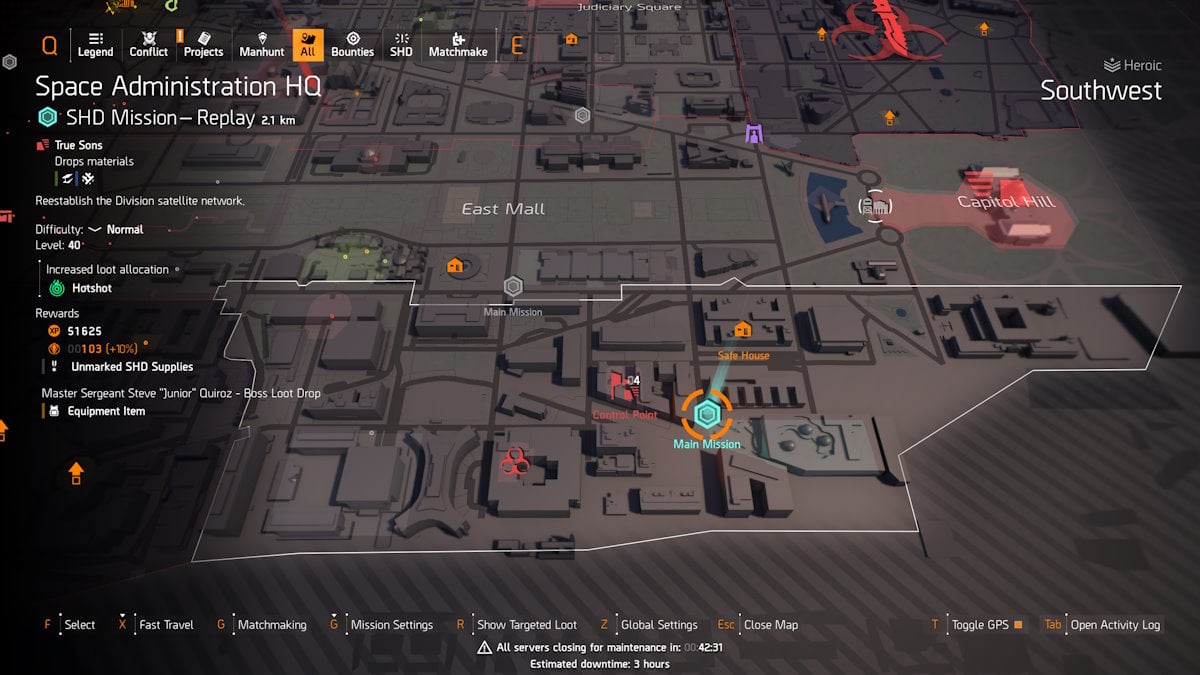 Misión de HQ de División 2 Space