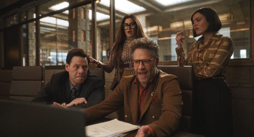   آيك بارينهولتز وكاثرين هان وتشيس سوي وندرز وسيث روجن في الاستوديو