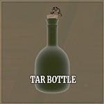 Garrafa e tripas de alcatrão de pólvora