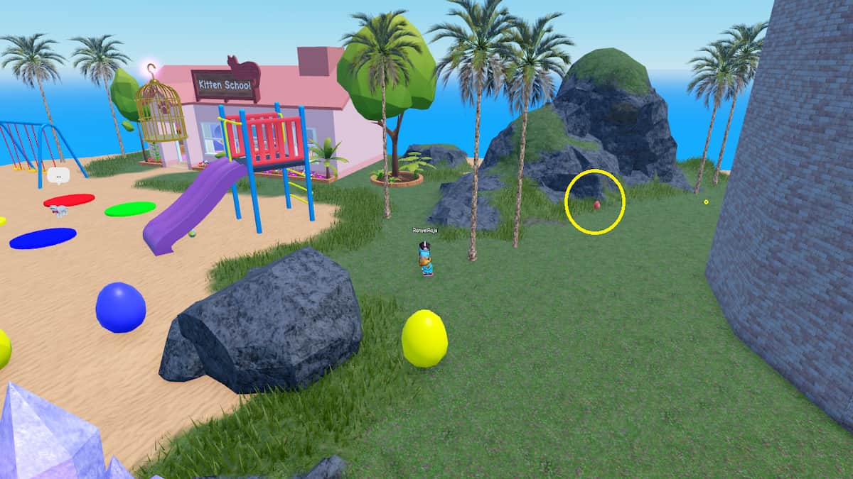 बिल्ली के बच्चे के खेल में एक अंडा