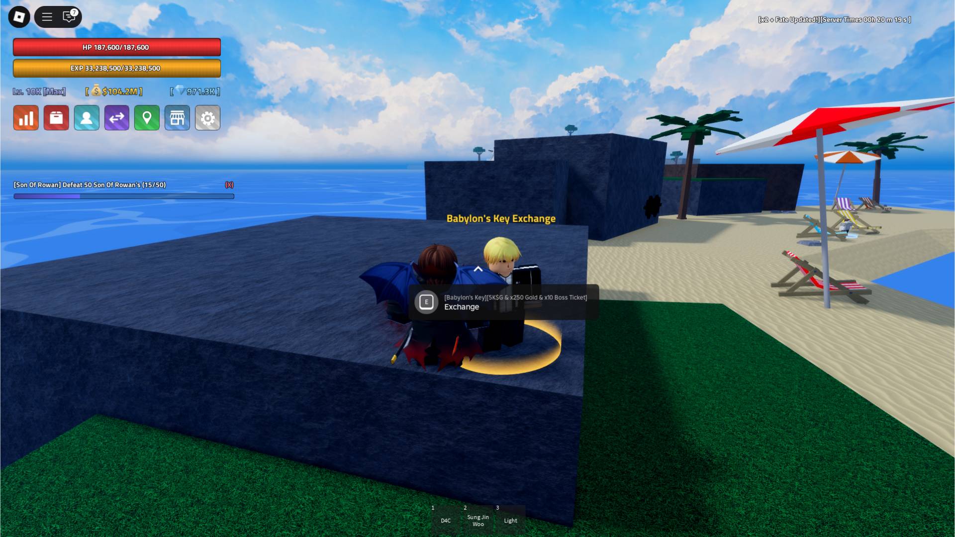 Gilgamesh Babylon Schlüsselaustausch NPC Versstück Roblox Erfahrung