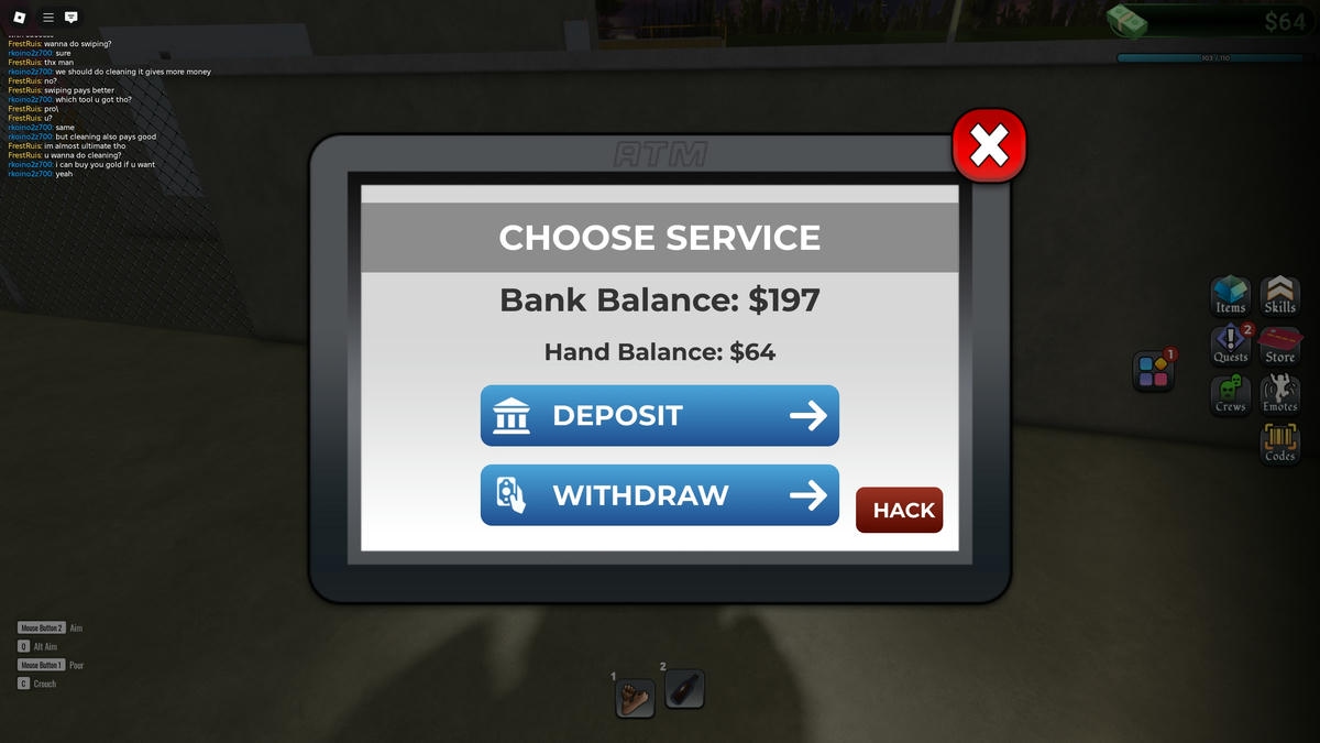 Menu della casella di blocco del blocco