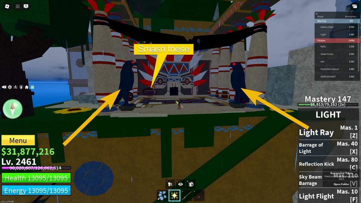 Triệu hồi Bạo chúa của bầu trời Trùm đột kích Blox Fruits