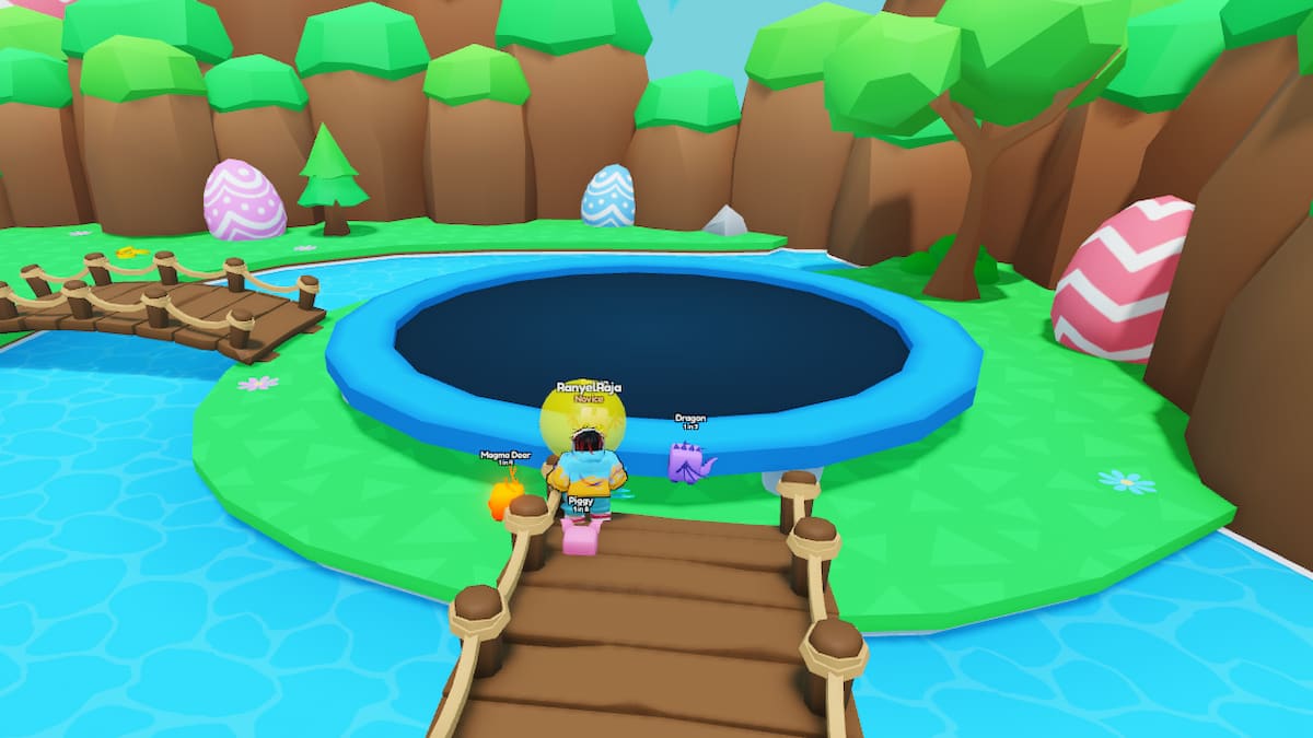 Ein Trampolin im Kaugummisimulator