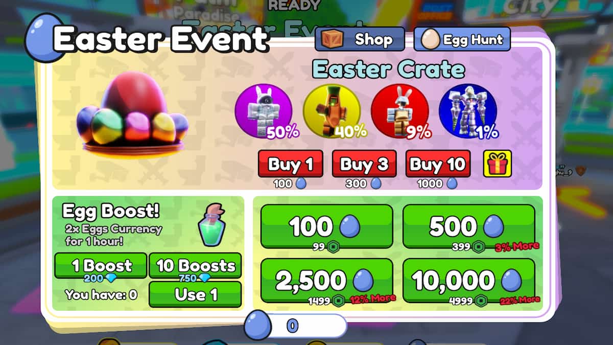 Recompensas do evento TTD de Páscoa