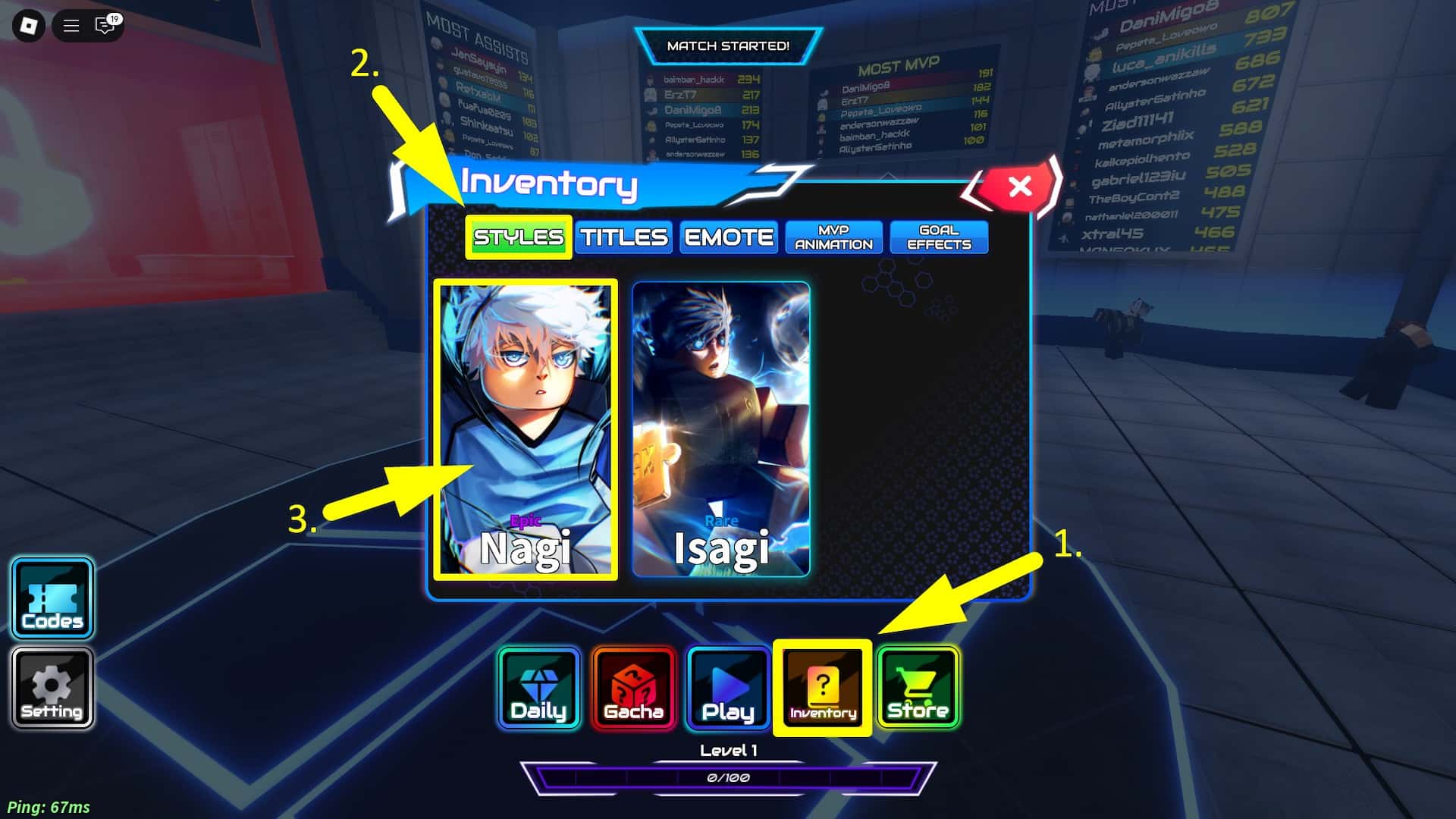 Egoist 프로젝트 Roblox Experience에서 스타일을 변경하는 방법.