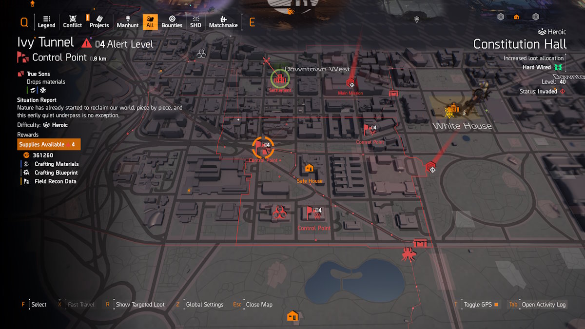 Mapa del túnel de la División 2 Ivy