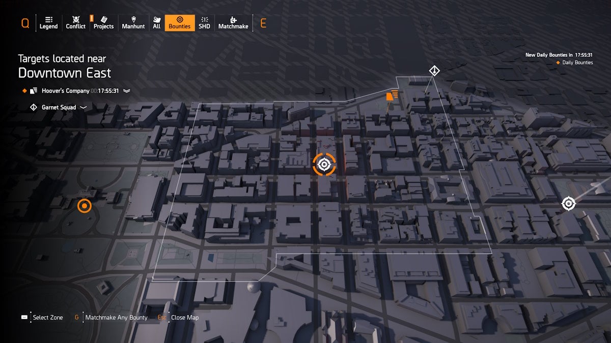 La División 2 en el centro de la recompensa del este