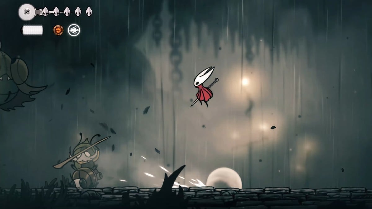 Hollow Knight Silksong Moorwing Boss Attack vio un ataque saltar sobre él