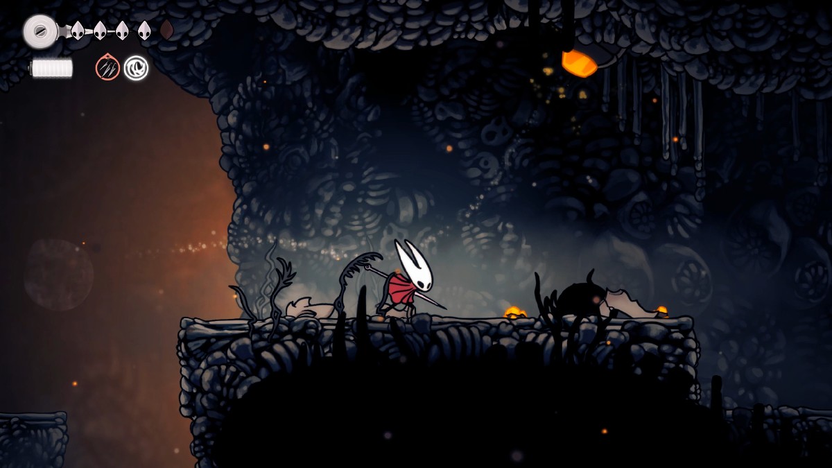 Hollow Knight Silksong Volátil Flintbeetle #1 en el techo