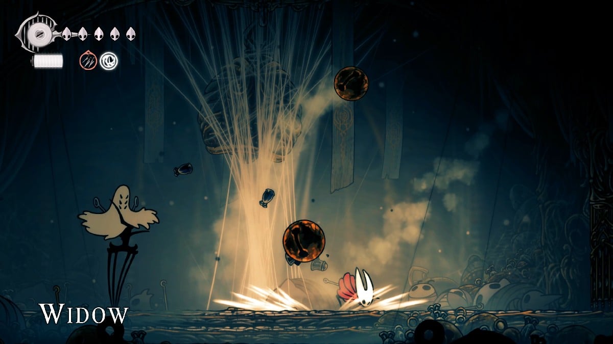 Hollow Knight Silksong Widow Boss lucha contra los ataques de campana normal Fase 1