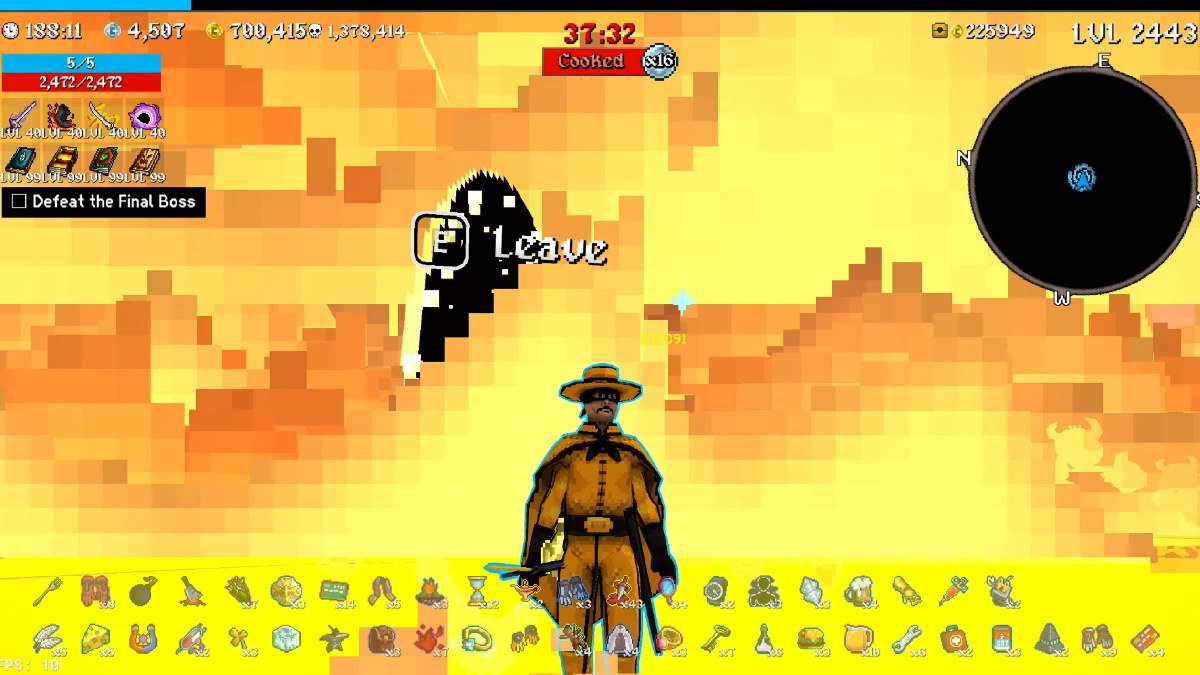 Megabonk World Record Bandit Build Built con agujeros negros y llamas de todo el Bandit