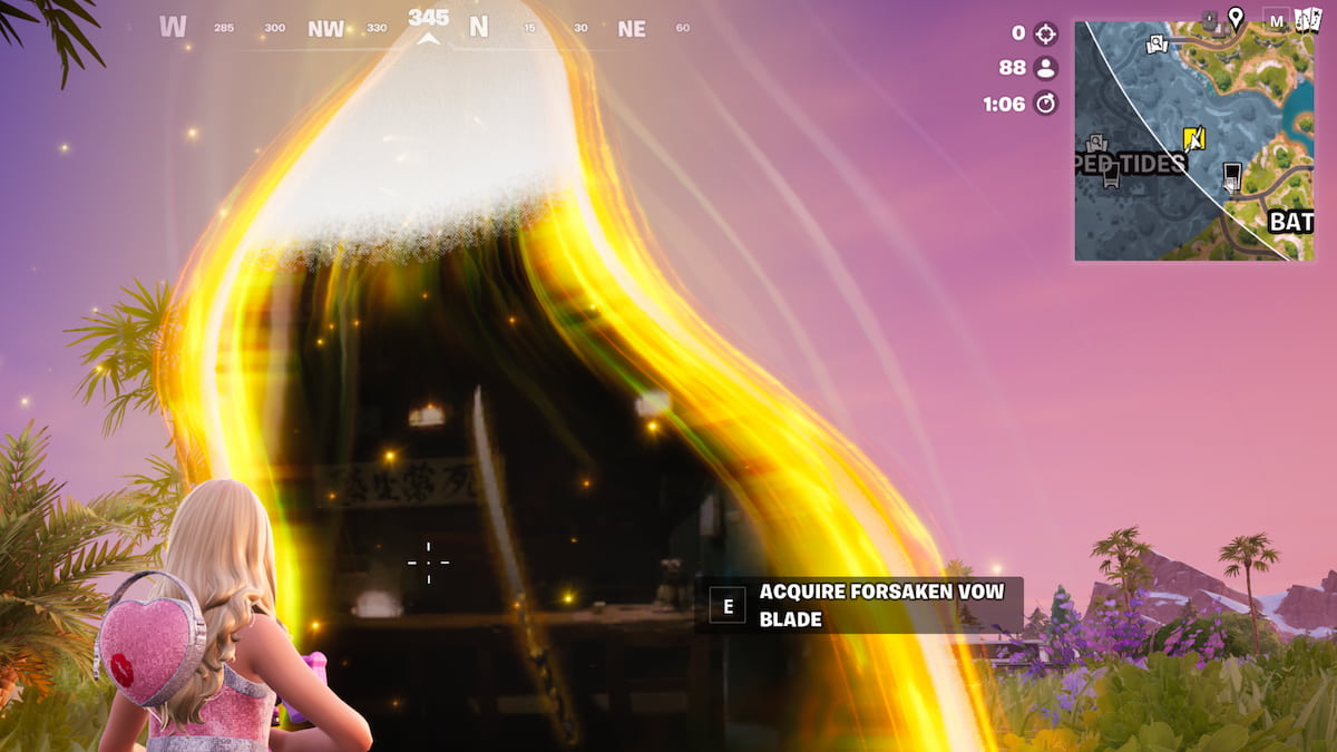 Stå ved siden av Forsaken Vow Rift Gate i Fortnite