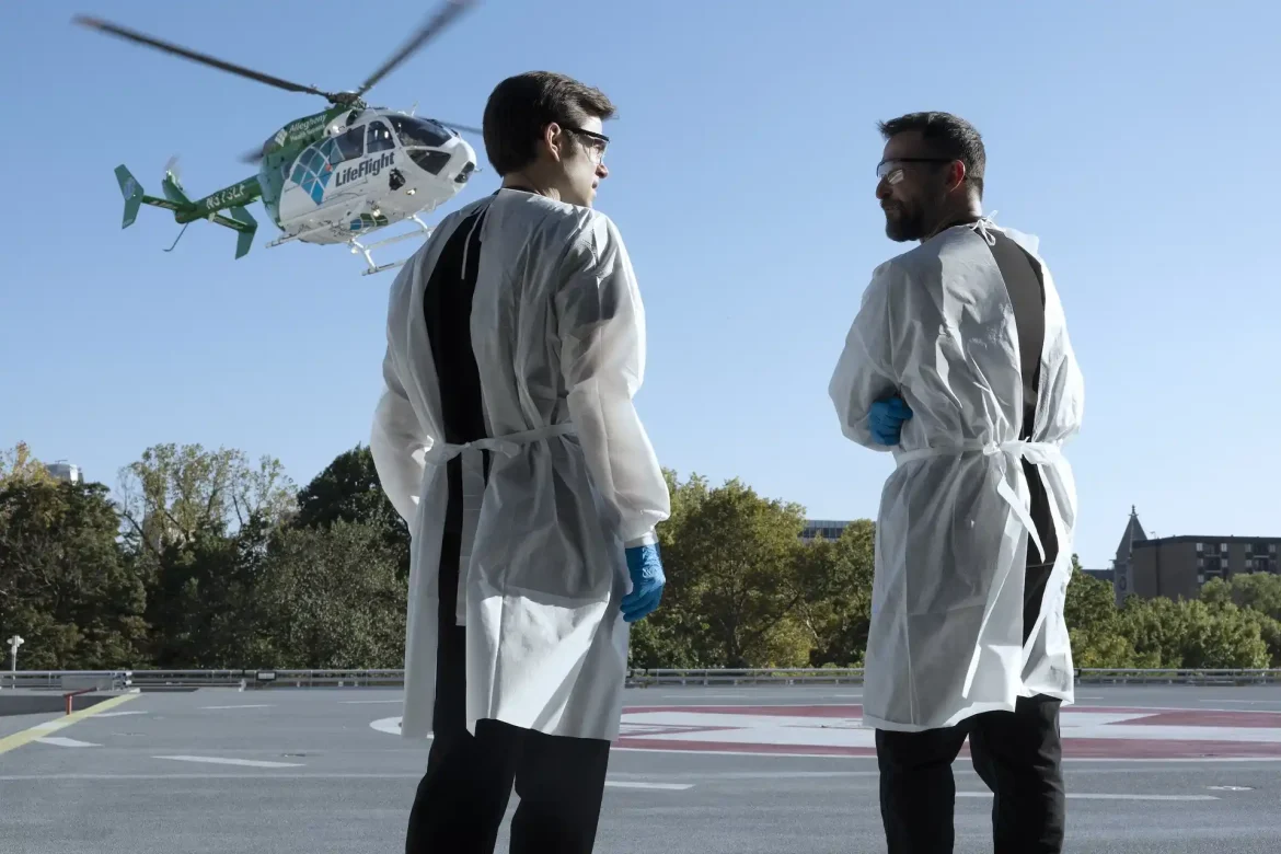 Patrick Ball and Noah Wyle in The Pitt Season 2