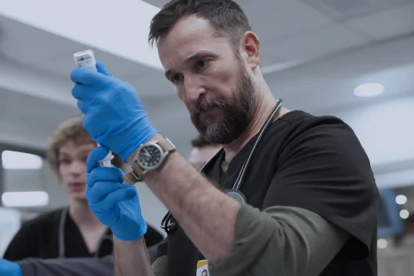 Lucas Iverson and Noah Wyle in The Pitt Season 2