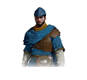 Capa, armadura y sombrero de explorador azul