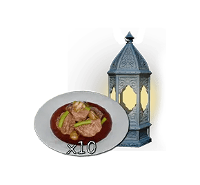 Carne estofada y farolillo explorador azul