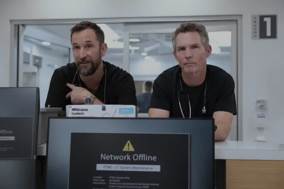 Noah Wyle and Shawn Hatosy in The Pitt Season 2