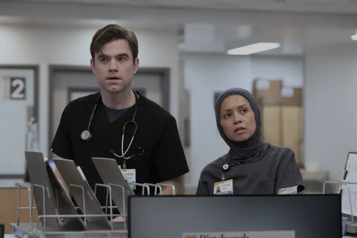 Patrick Ball and Amielynn Abellera in The Pitt Season 2