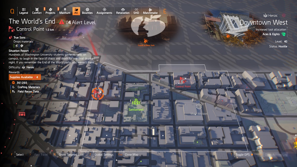 Soluciones de acertijos de caza humana de The Division 2 Y8S1 Scout 8 11 Punto de control de la División 2 Centro Oeste