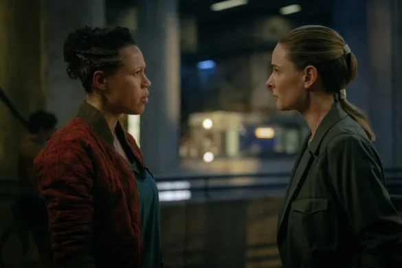 Remmie Milner and Rebecca Ferguson in Silo Season 3